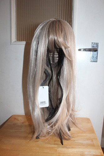 Long blonde wig with - wig, bangs