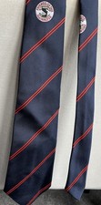 Mens Tootal Vintage Navy Blue Red Striped Friends of Guinness Crest Logo Tie