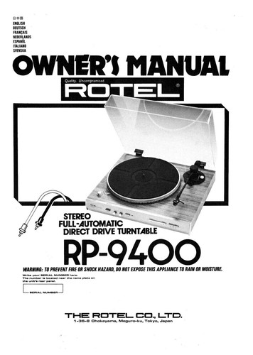 Rotel 9400 turntable owners - rotel, rp-9400