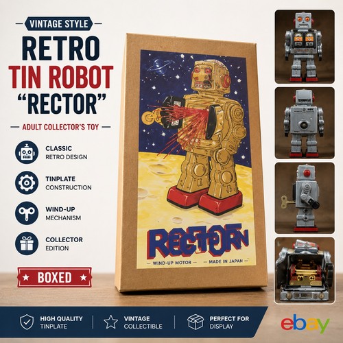 Vintage style retro tin robot - retro,