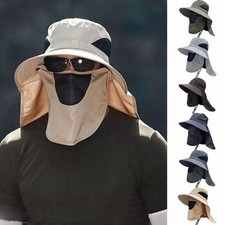 Outdoor Sun Hat Unisex UV Protection Wide Brim Fishing Cap with Removable Flap