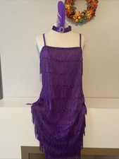 Flapper 1920s Fringed Gatsby Fancy Dress Costume Purple
