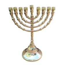 Hanukkah Jewish Chanukah Menorah  Israel Vintage Brass Chanukah Candle Holder