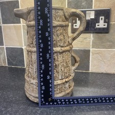 Hillstonia Pottery Large Jug Vintage 1970s Vase Wood Bark Effect Ceramic Pitcher