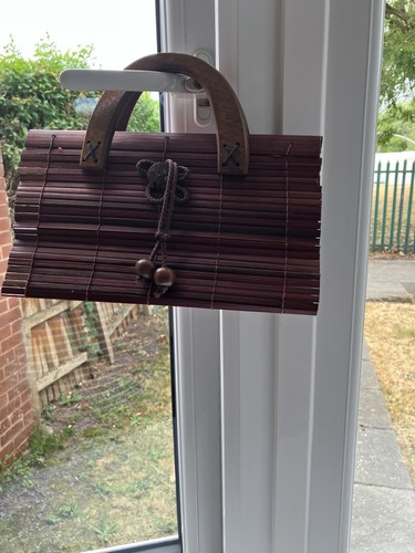 Brown woven wooden rectangle - brown,