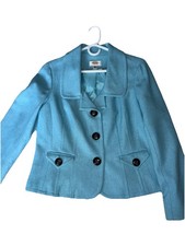 Talbots Blazer Women's 14 Robin Egg Blue Wool Blend Career  Lined Jacket