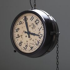 RARE VINTAGE ANTIQUE SMITHS DOUBLESIDED TRAIN STATION FACTORY SCHOOL CLOCK