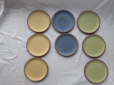 Denby Juice 8pc (Blue/Yellow/Green) Salad/ Dessert Plates 9" 22cm