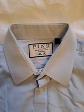 Thomas Pink pale blue cotton shirt, two-button cuff, 15.5in