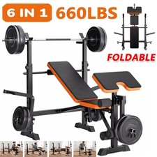 600lbs Weight Bench Adjustable Bench Press Set with Squat Rack Olympic Workout