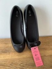 Marks & Spencer ladies Black Leather Ballet Style Shoes Size 5.5 Standard BNWT