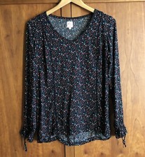 Miss Captain Top Size 40 (12) Black/Multi Abstract/Ditsy Blob Print Long Sleeve