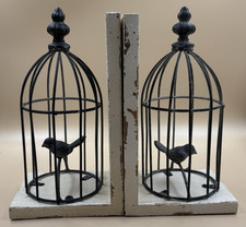 Rustic Birdcage Bookends Metal