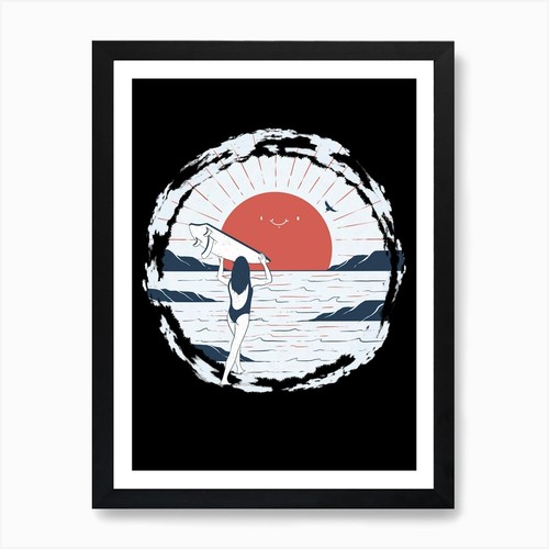 Surfer girl art print - surfer,
