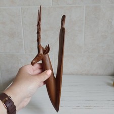 Vintage Antelope Gazelle Head Wall Hanging Teak Wooden Animal Wall Decor MCM #2
