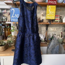 Jack Wills Dervean jacquard  Brocade  Dress Ladies Blue UK 10 RRP £98