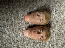 Vintage action man Original Palitoy Parts 2 Heads Blonde Flock Hair