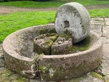 Antique Stone Cider Mill Wheel and Base