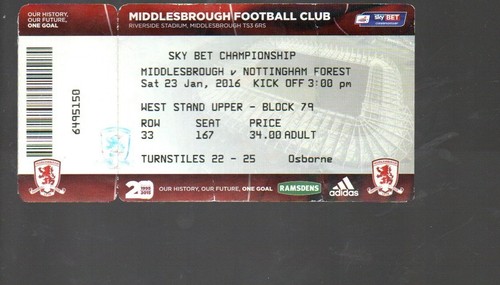 Used ticket middlesbrough - used,