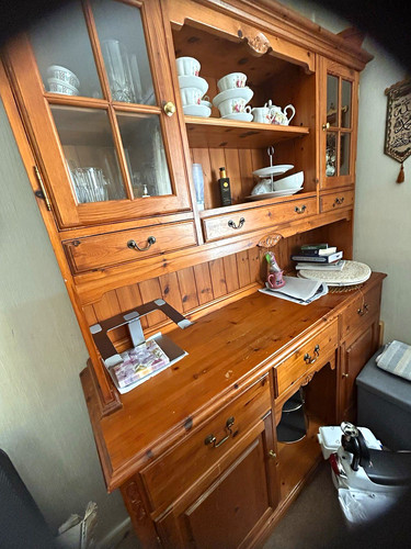 Wood glass brown dresser - wood,