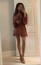 Topshop Womens Frill Neck Mini Tea Dress With Raw Seams In Animal Print RRP £45