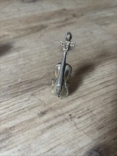 Vintage Solid Brass Freestanding Miniature Violin Cello Figurine ENG 183