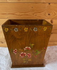 Vintage wooden plant planter painted flower pot square