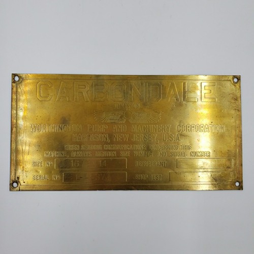 Vtg brass data serial plate - vtg,