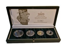 2005 Royal Mint, Four-Coin Set Gold Proof Box, Coa and Capsules.NO COINS 