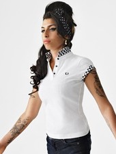Fred Perry Amy Winehouse Original Release Gingham Checkerboard Polo Shirt UK 8