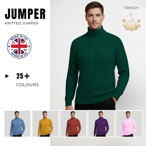 Mens high polo neck cable - high,