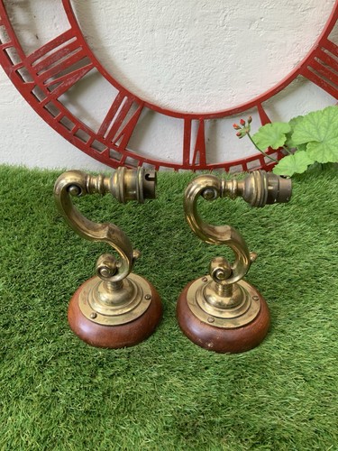 Pair vintage brass wall - of,
