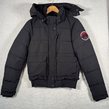 Superdry Jacket Everest Expedition Company Puffer Coat Hooded Black Mens Medium