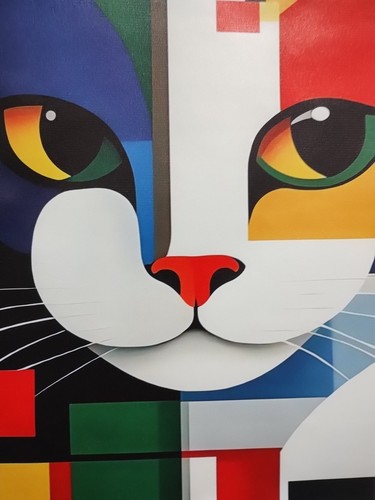 Curious cubist cat canvas - cubist,