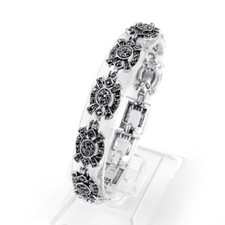 Beautiful Vintage Style Art Deco Marcasite Crystal 7" Long BRACELET Geometrical