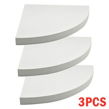 Pack of 3 Floating White Corner Shelf Shelves Decor Wall Storage Unit Bedroom UK
