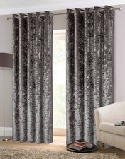 *SECONDS* "Opulence" Crushed Velvet Eyelet Ring Top Ready Made Lined Curtains