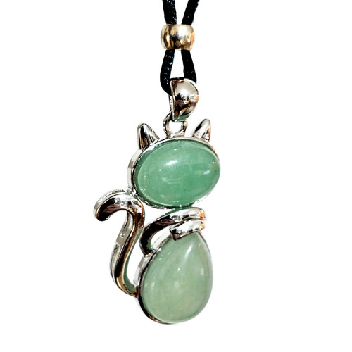 Jade cat necklace pendant - jade,