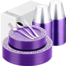 350 Pcs Purple Silver Plastic