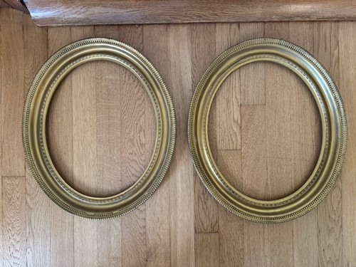 Pair antique oval wood - pair,