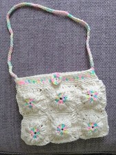 Crocheted Handbag Cream with A