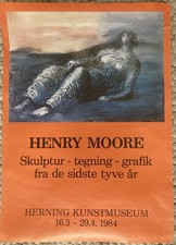 Rare Vintage Original Henry Moore Art Exhibition Poster Artist Sculptor