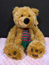 Vintage ASDA Brown Teddy Bear With Scarf Plush Soft Toy With Tags 11"
