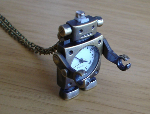 Robot quartz pocket watch - robot,