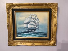 Vintage Painting Sail Ship At
