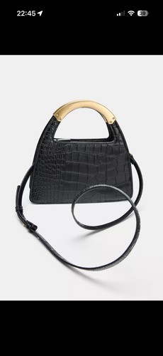 Zara city bag black with - zara, gold