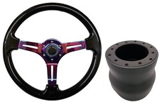 Black Neo Chrome TS Steering Wheel + Boss Kit for HONDA 048
