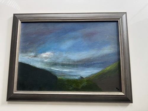 Antique landscape oil - , painting