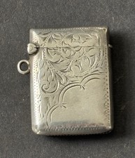 Antique HM 1901 Silver Vesta Case Match Safe Maker J Gloster 21 Grams 
