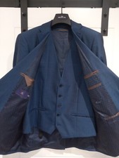Men’s NEXT Suit Jacket And Matching Waistcoat 44 Navy Blue, Excellent Condition